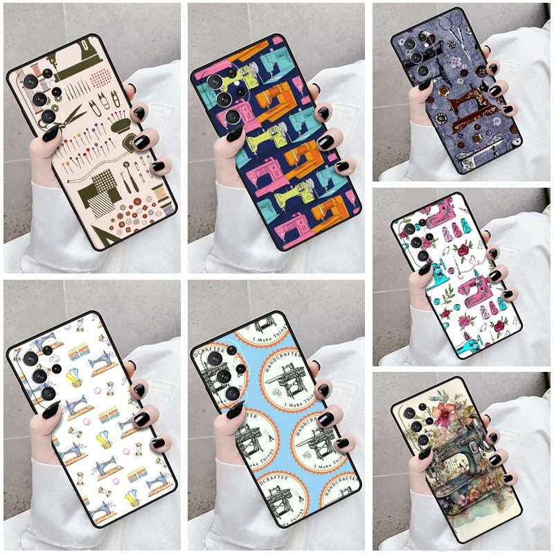 Phone Case For Samsung Galaxy S24 S23 S21fe S22 Ultra Plus Note 10 20 S8 S9 S10 Cover Sewing Machine