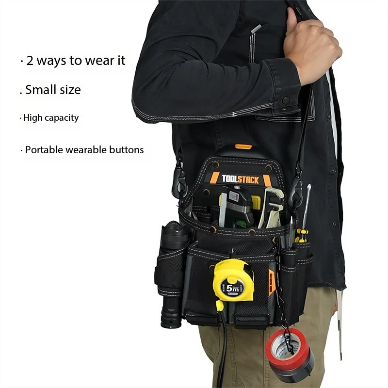 TOOLSTACK Multi-functional Electrician' Pouch High Quality Durable Multi-Pocket Quick-Hook Tool Organizer Waist Bag with Strap