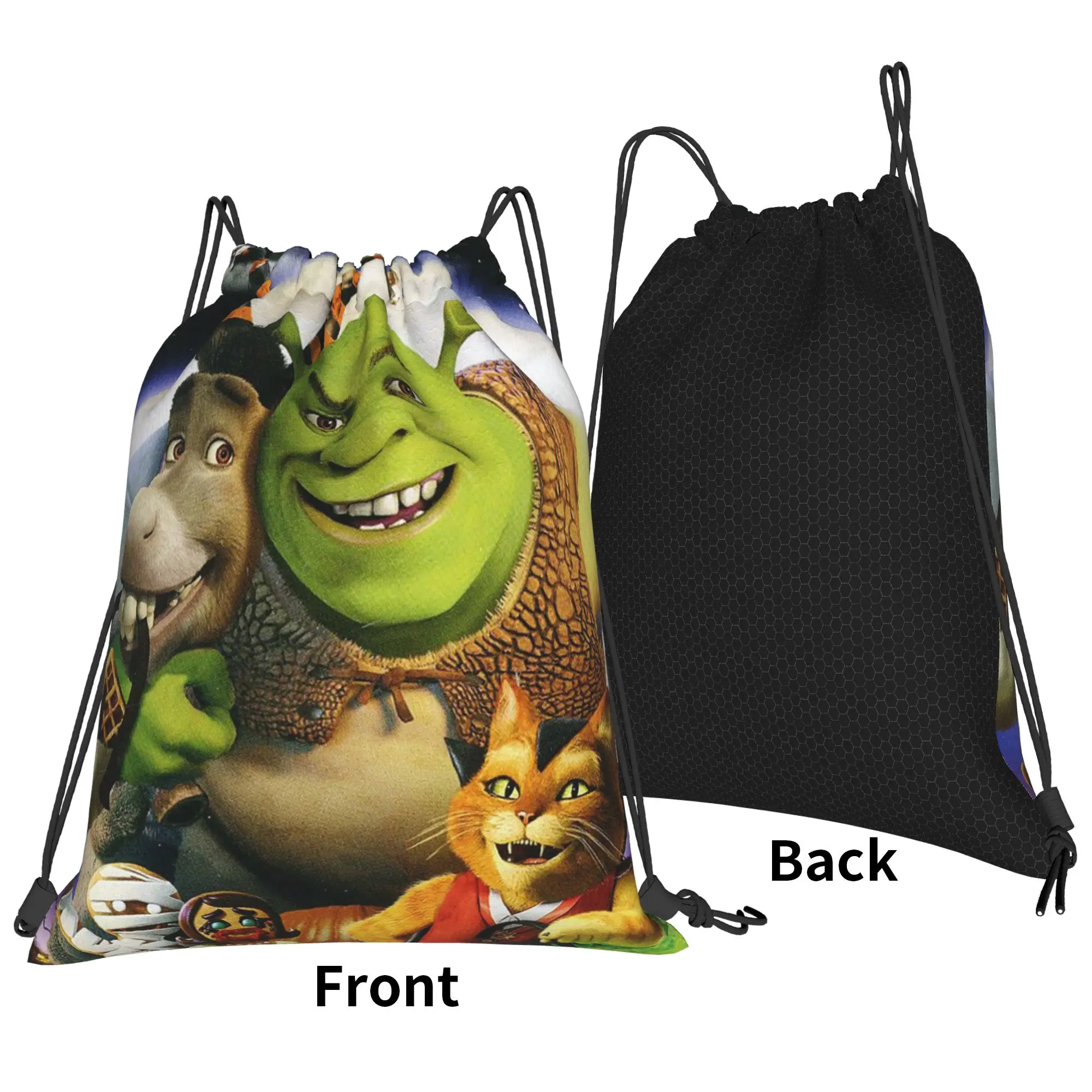 Shreks Bag Drawstring Backpack Sports Gym Sackpack Water Resistant Donkey Comedy Anime String Bags Running 36cm (W) x 43cm (H)