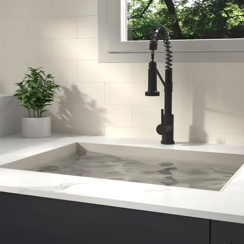 

19" Single Handle Kitchen Faucet, CUPC Certified, Matt Black Finish