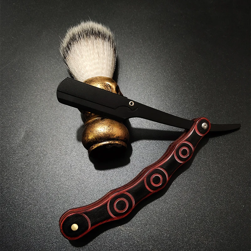 Деревянные лезвия для парикмахера из нержавеющей стали с прямыми краями, складной нож для бритья, инструмент для чистки волос и бороды