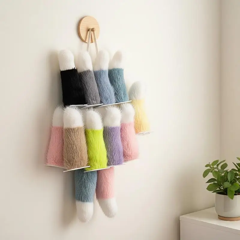 Plush Fox Tail Ornament Static Sound Control Moving Decor Pendant For Motorcycle Electric Vehicle Car Rear Decoration