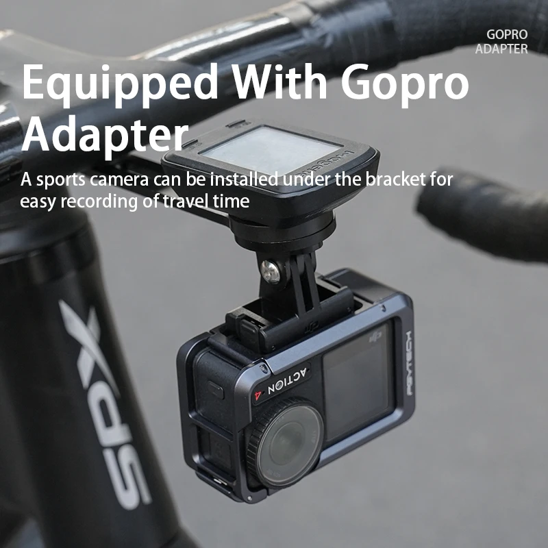 حامل تمديد مقود الدراجة YIQUAN لقاعدة كاميرا الحركة من سبائك الألومنيوم للدراجات الجبلية/الطريق مع GoPro ومحول الضوء ​