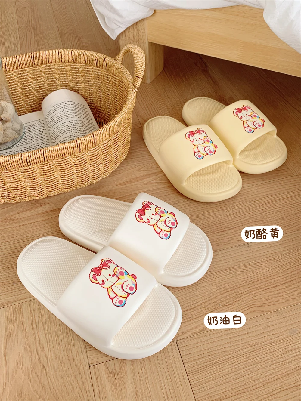 Girl Cute Bear Slippers Summer Women Slipper Student Home Anti Slip Sole Thick Sole Bathroom Cool Slippers Female