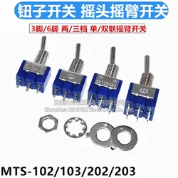 10Pcs MTS-102 103 202 203 Mini Toggle Switches 6A/125VAC ON-ON 3Pin 6Pin SPDT 2/3-Position
