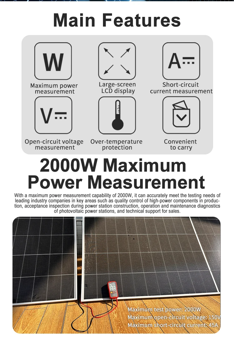 UNI-T UT673E 60-2000W Solar MPPT Meter PV Module Maximum Power Meter Bluetooth Photovoltaic Panel Tester Vmp Imp Voc Isc Test