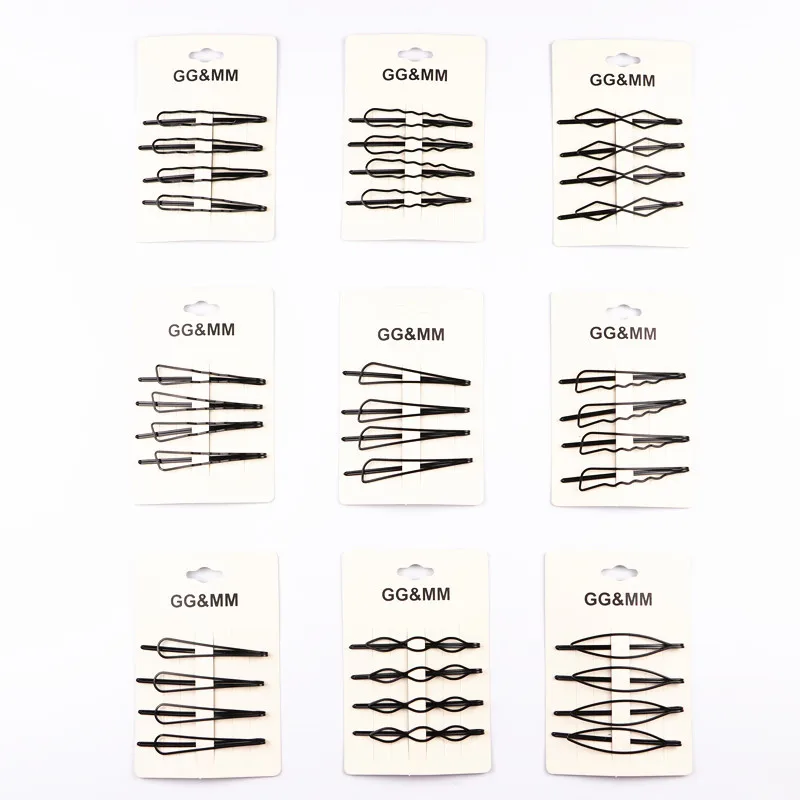 Unique Shape Black Metal Hair Clips Set 1pcs Hollow Wire Side Clips for Half Up Hairstyle Non Slip Strong Hold