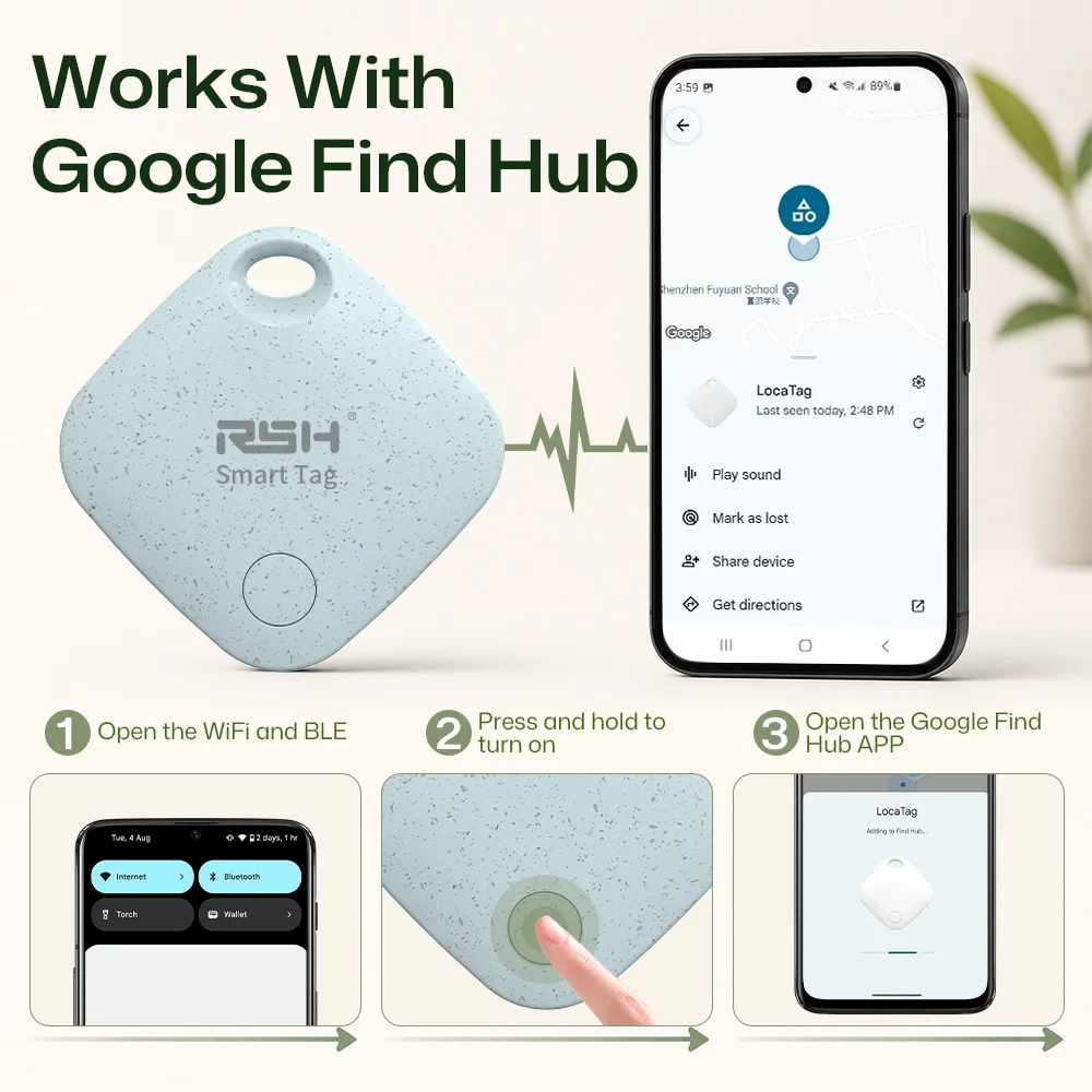 RSH Smart GPS-Tracker für Android, Google-zertifiziertes Tag für die Google Find Hub App, globaler Ortungsgerät für Xiaomi Overseas Samsung – Detail 3