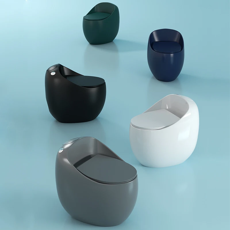 

Modern Egg Shape Colored Ceramic Bathroom Toilet One-Piece Sanitary Ware With S-Trap Drainage For Sale Water Closet