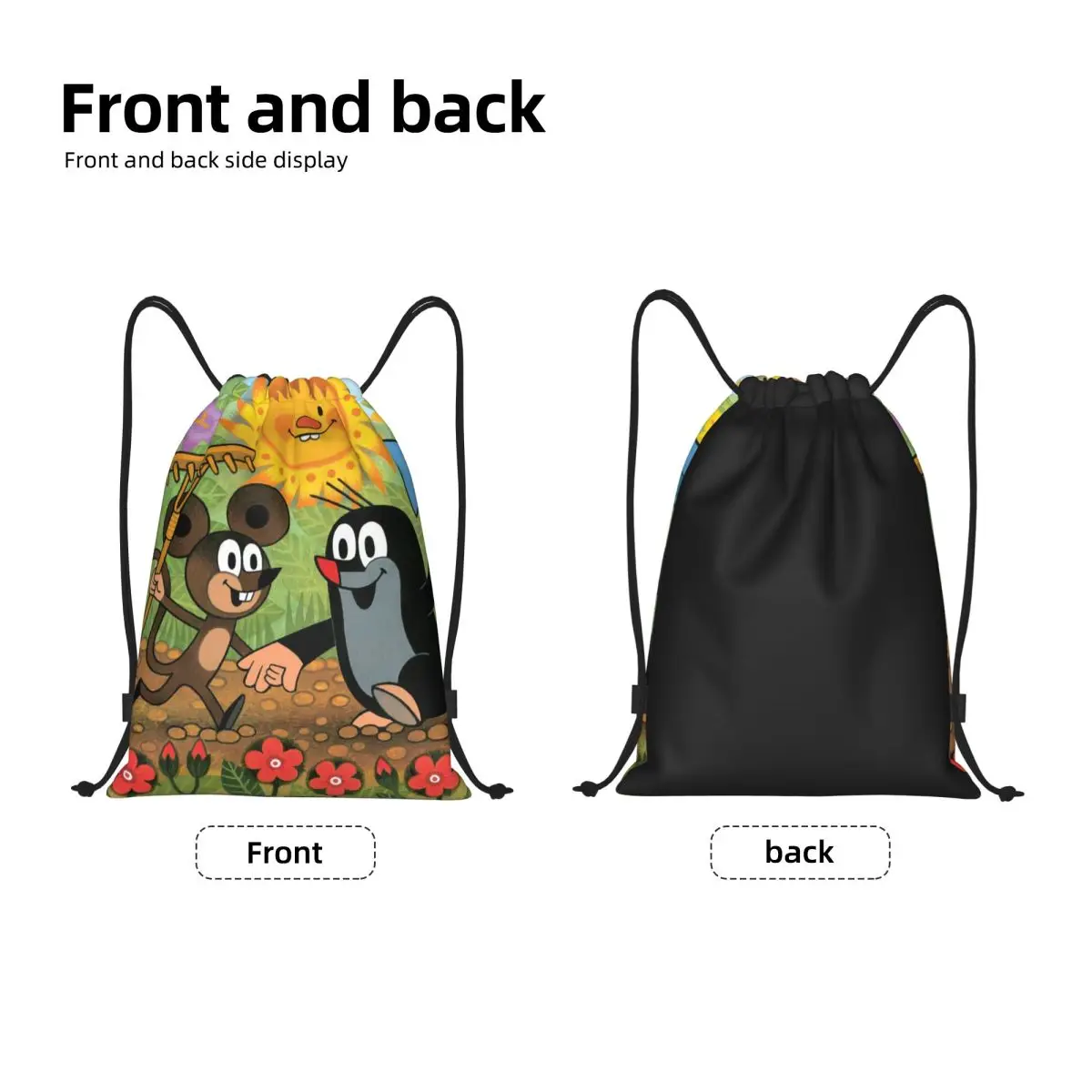 Czech Cartoon Comics Krtek Mole Drawstring Backpack Women Men Gym Sport Sackpack Foldable Slovakia Art Shopping Bag Sack