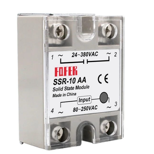LCTC 1pcs Solid State Relay Single Phase Non-contact SSR DC To DC AC To AC DC To AC 24-380VAC 10A 25A 40A 50A 60A 80A 100A