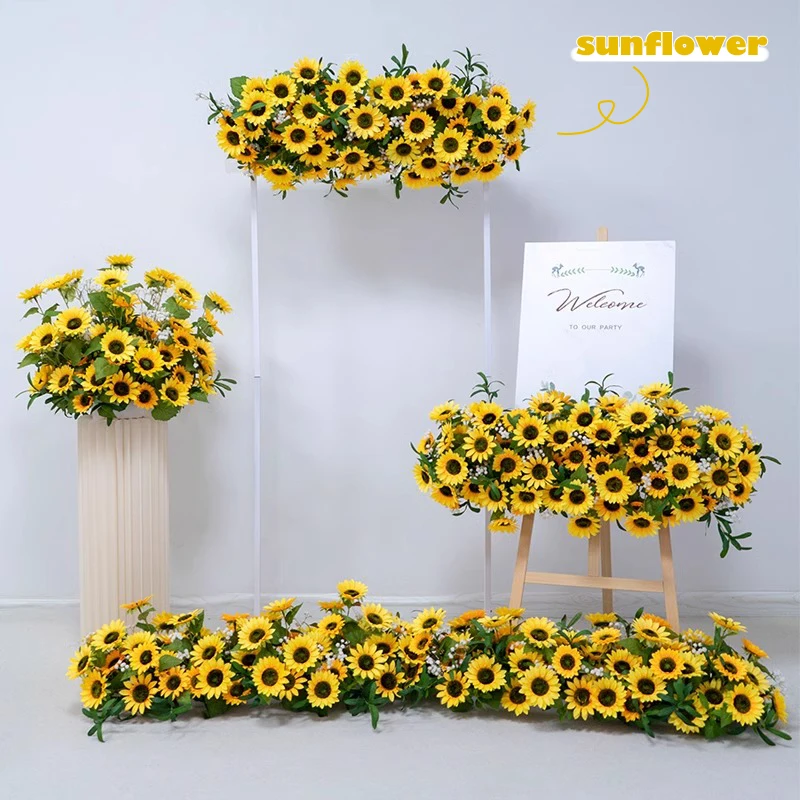 Table Centerpiece, Custom Yellow Sunflower,  Wedding Backdrop Decor, Party Cornor Flower Row, Sunflower Row