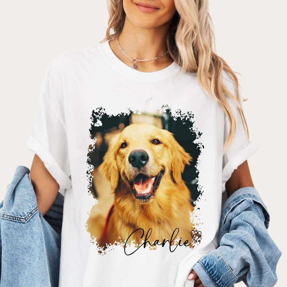 Premium Pet T Shirt Custom Tee Dog Gift Hand Drawn Portrait Print Personalized Name For Pet Lovers Daily Outfit Gift — купить у AliExpress WW