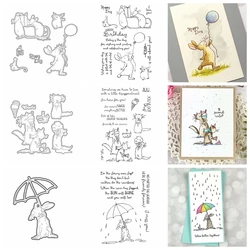 Mice Couple Clear Silicone Stamps Balloon Umbrella Metal Cutting Dies for DIY Scrapbooking Paper Card Crafts Making Template