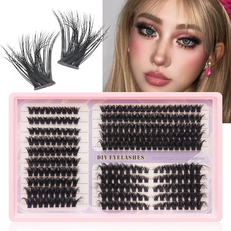 20 Reihen Premium-Wimperncluster-Sets, weiche, flauschige, einzelne Wimpern, natürliche Wimpernverlängerungssets – Detail 1