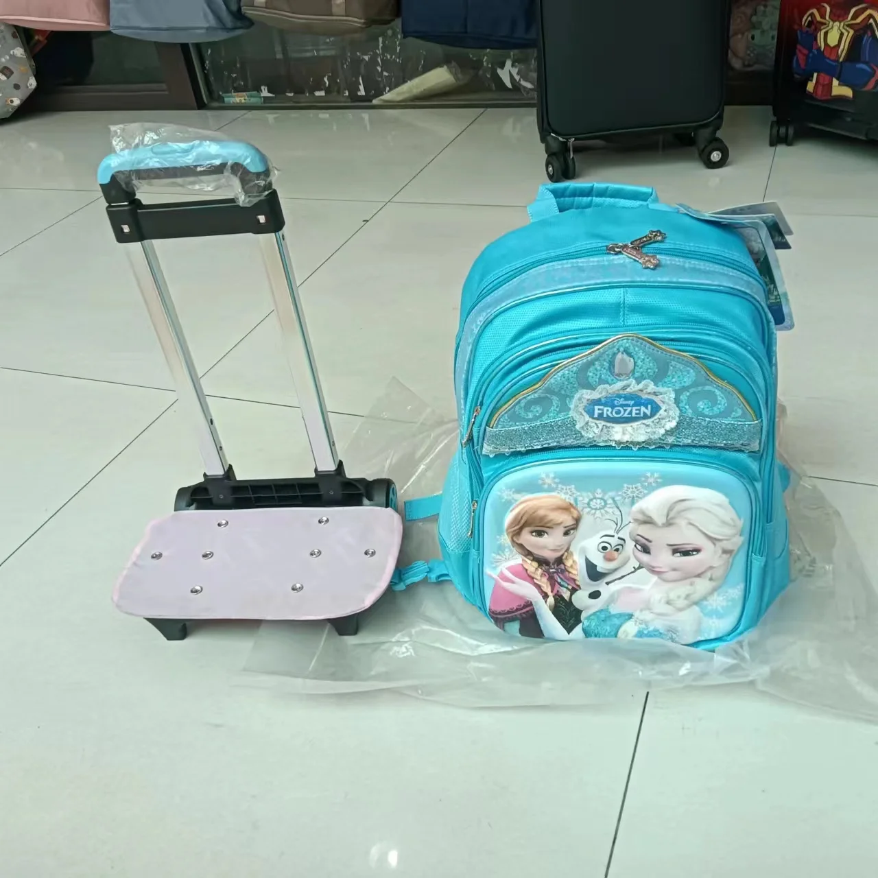 Disney New Girl Rolling School Bags Frozen Elsa Primary Student Shoulder Orthopedic Backpack