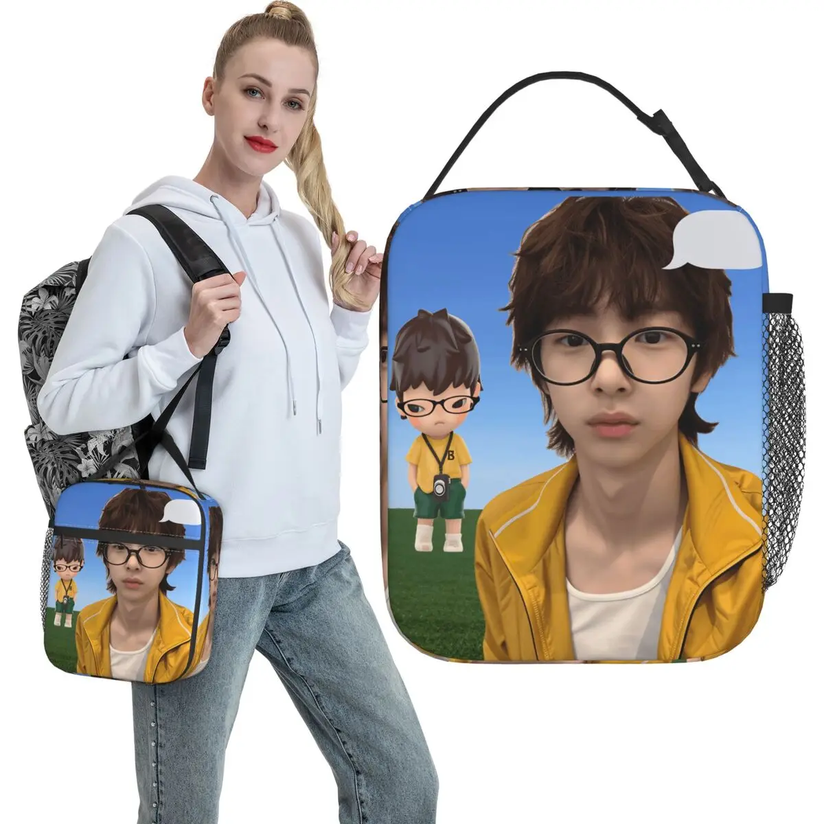 

Juhoon Cortis Kpop Boy Band K-Pop Сумка для обеда для детей Графический ланч-бокс Школьная сумка-холодильник Портативные водонепроницаемые термосумки для обеда