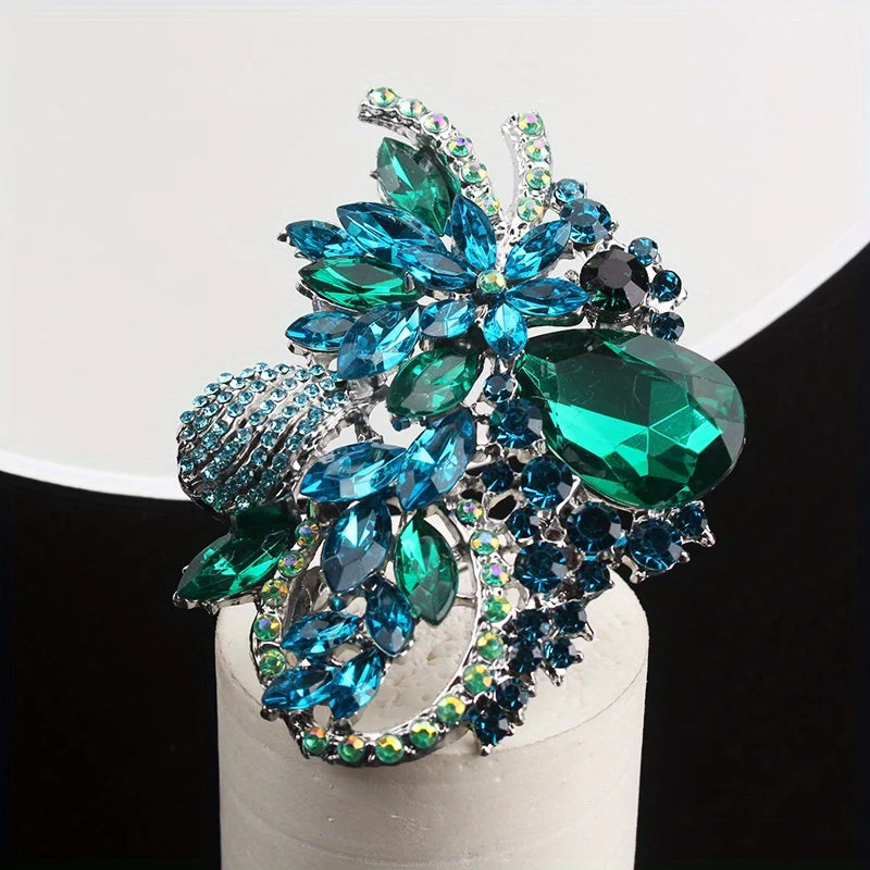 تصميم عصري مليء بالألماس والزهور والألماس بروش فاخر للجو الشخصي #1