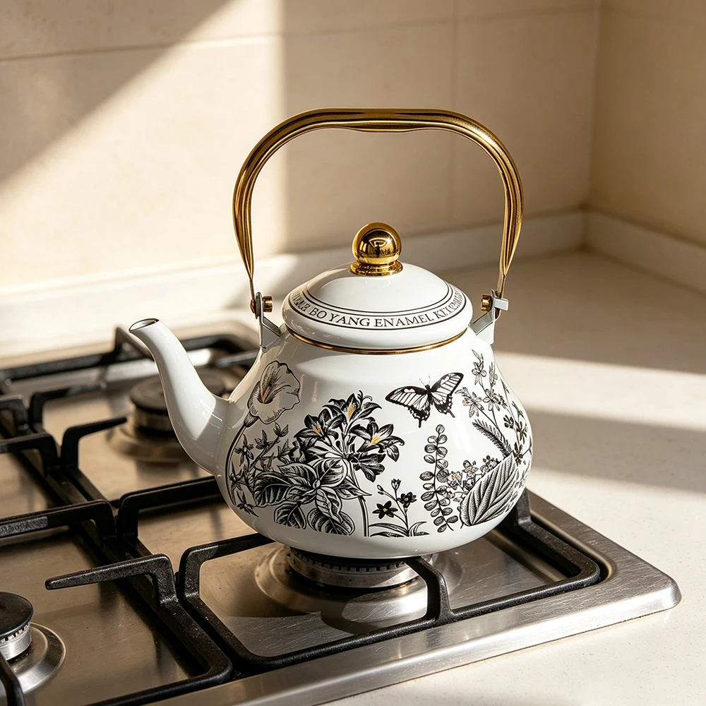 New Chinese-style Enamel Teapot, Thickened Enamel Coffee Pot, Stovetop Induction Cooker Compatible Heating Kettle, 1.7L/2.5L - view 5