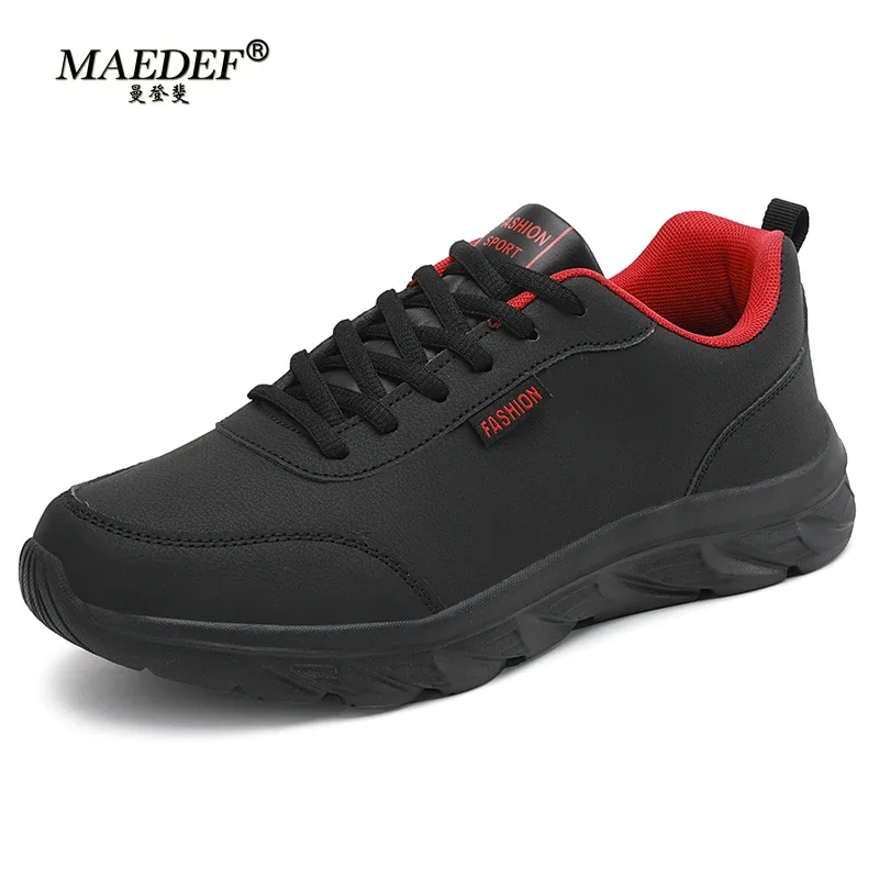 Zapatillas deportivas de cuero para hombre, zapatos de correr, impermeables, de alta calidad, para exteriores, ligeros, para caminar