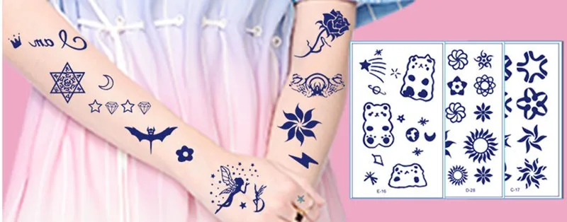 

30pcs Small Fresh Juice Herbal Tattoo Paste Sexy Temporary Tattoo Text Tattoo Sticker Simulation Women Neck Wrist Arm Tattoo