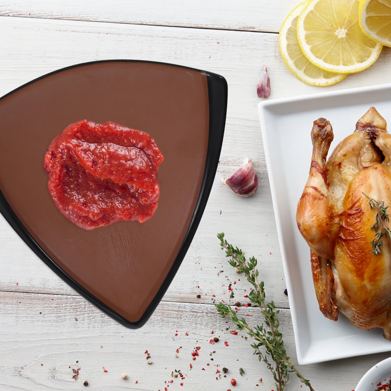 

Triangular Melamine Dishes 7 9 Inch Heat Resistant Easy Clean Sauce Containers Snack Hot Pot Dipping Plates Seasoning Bowls