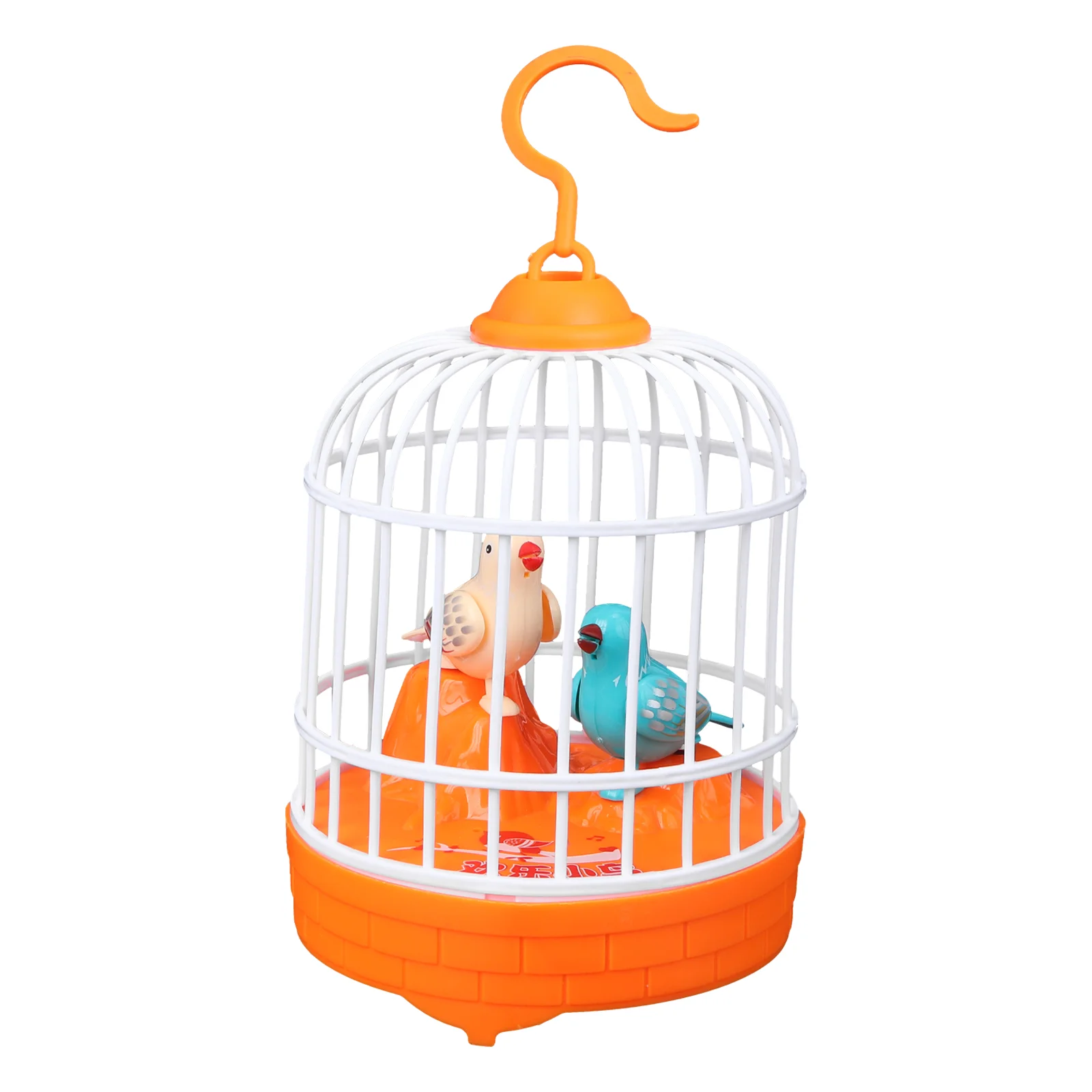 Children’s Toys Simulated Bird Cage Mini Music Voice Control Birdcage Orange Simulation Sensor Toddler