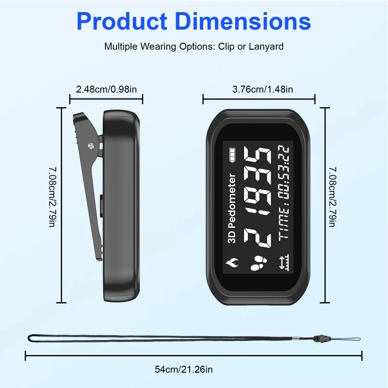 With LCD Display Waist Clip Armband Rechargeable Pedometer Step Counter Walking Running Pedometer Fitness Step Calorie Tracker