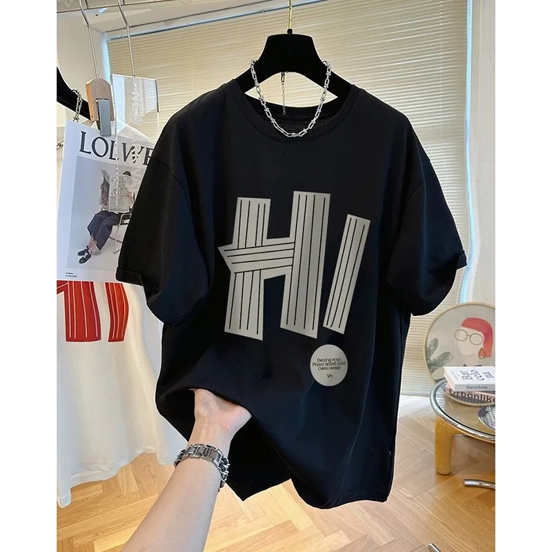 

Модная хлопковая футболка с коротким рукавом для лета, трендовая одежда из чистого хлопка, мужская и женская футболка, удобная и дышащая.