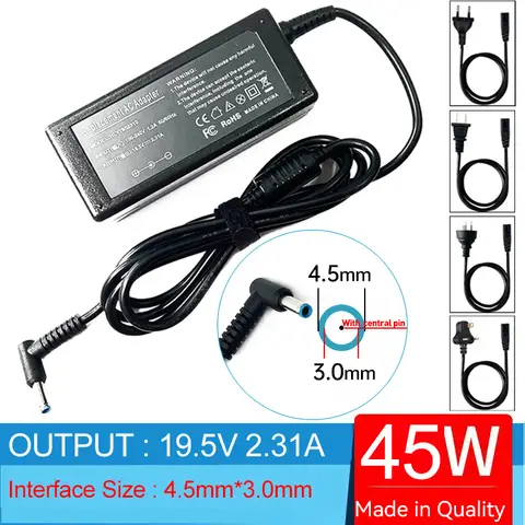 Caricabatterie adattatore ca per Laptop 19.5V 2.31A 45W per HP Pavilion x360 11 11-k 15 15-d 15-an 15-au 15-bw M3 m3-u M6 m6-p m6-w m6-ae 17-e