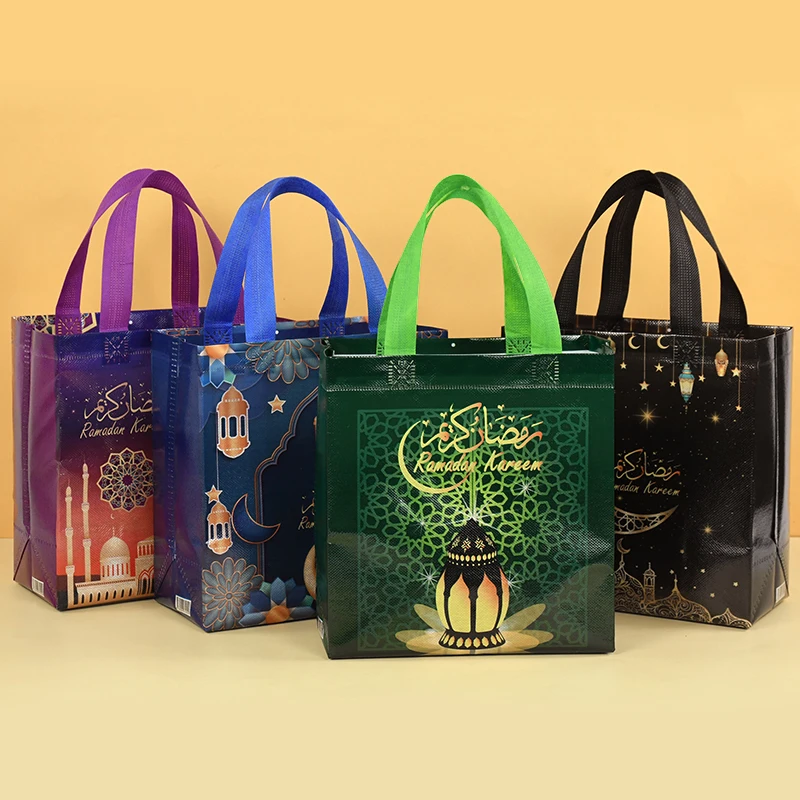 1/4Pcs Ramadan Kareem Gift Bags Nonwoven Candy Cookie Snack Packaging Bag Box Eid Mubarak Muslim Islamic Festival Party Supplies