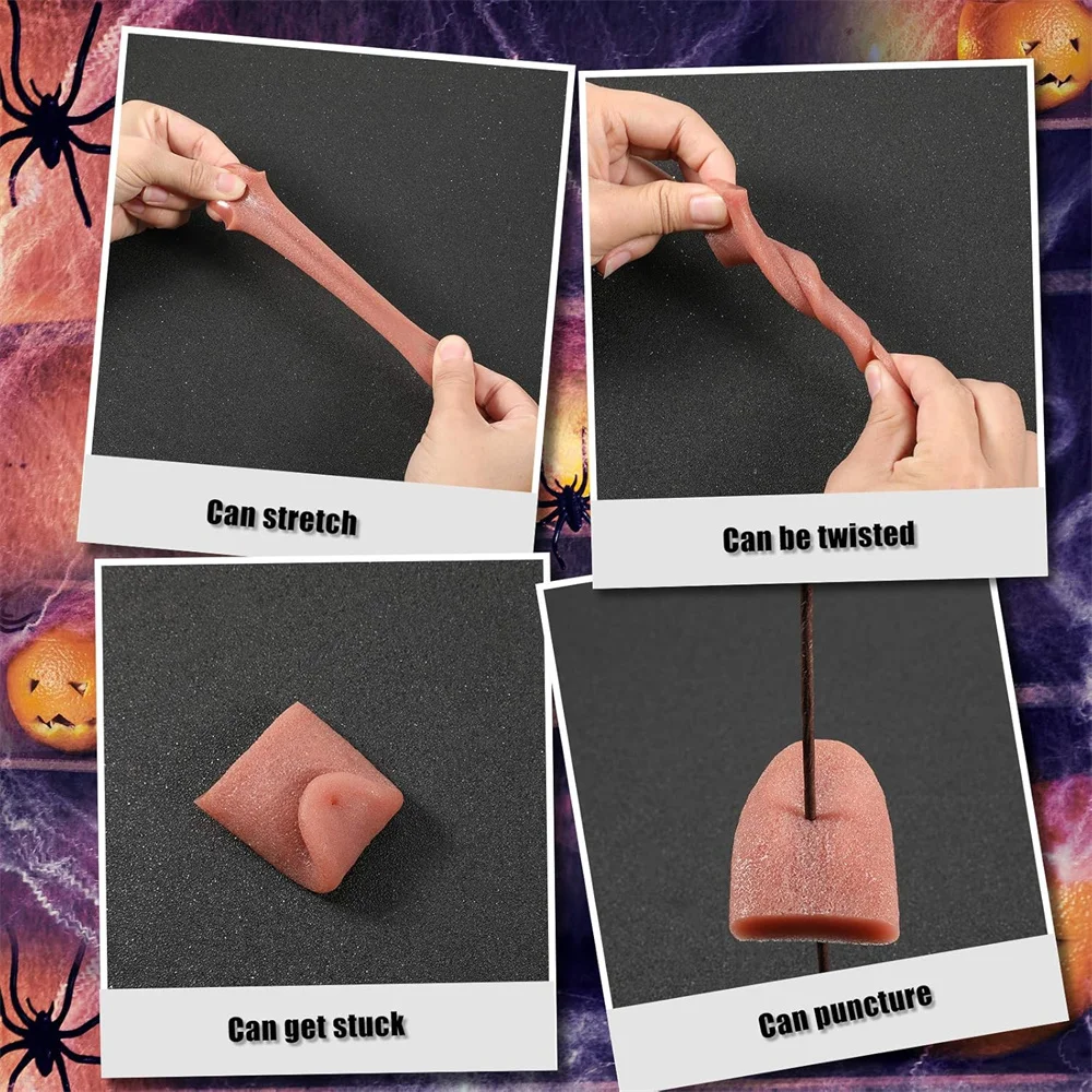 Halloween Fake Tongue Realistic False Tongue Horrible Stretchable Tongue Prop Halloween Magic Trick Accessories