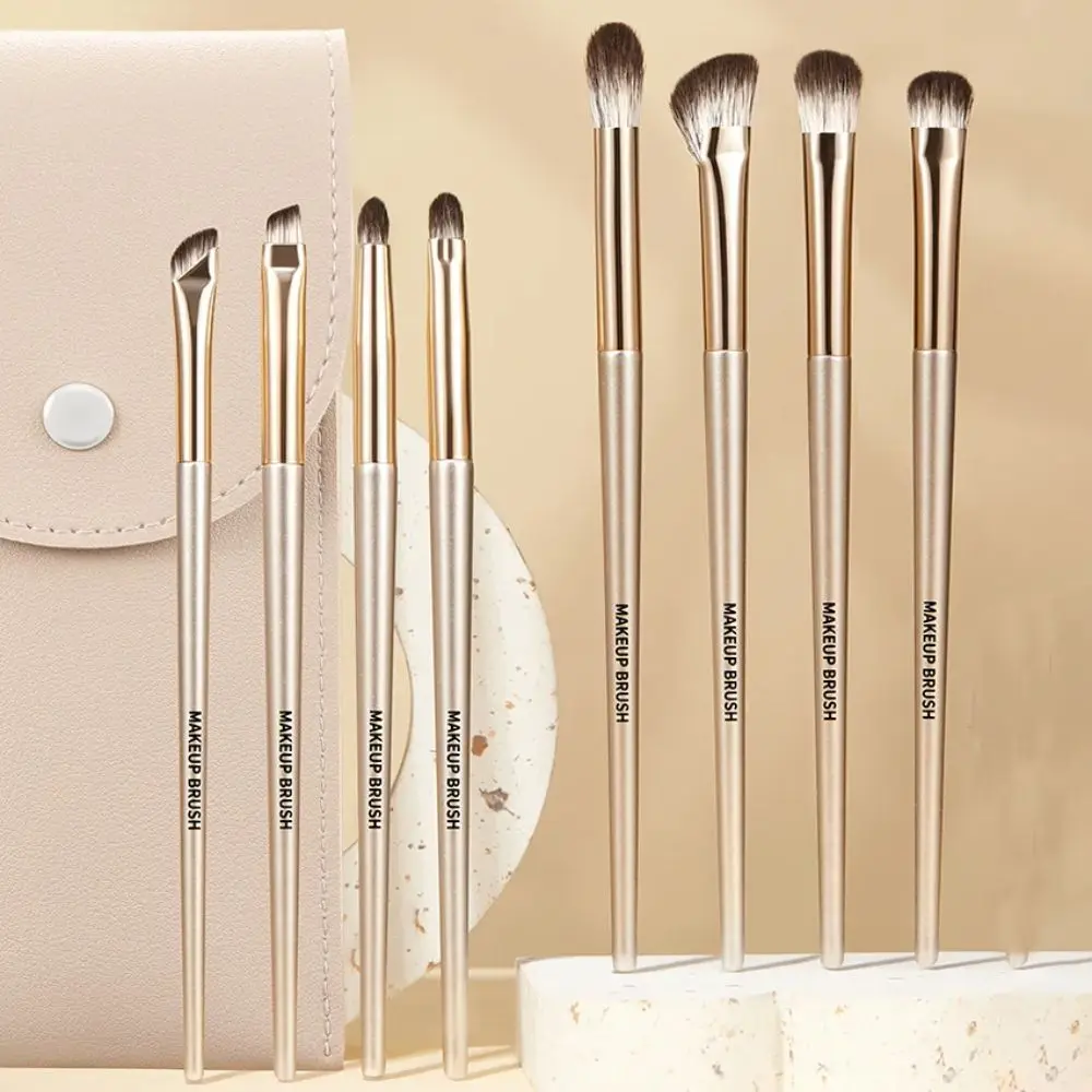 8Pcs New Synthetic Fibre Eye Makeup Brush Set Skin Friendly with PU Bag Eye Shadow Brush Soft Eye Makeup Tools Women