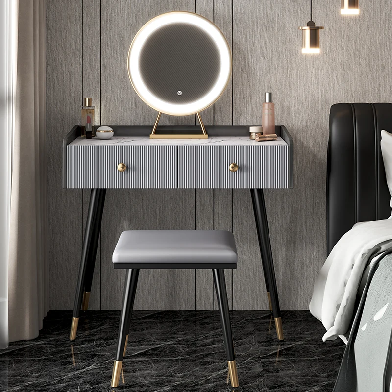 

Nordic Luxury Bedroom Dresser Eithe Girl Box Stool Women Storage Dressing Table Mirror Living Room Comoda Pra Quarto Furniture