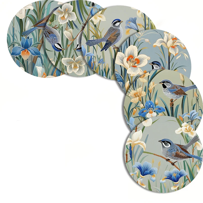 

Набор из 6 деревянных подставок с рисунками птиц и цветов подходит для подарков на День Благодарения и Рождество.