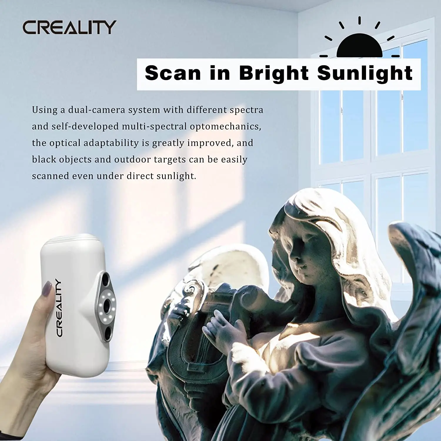 Creality-Scanner 3D CR-Scan Lézard 10FPS, Sans Marqueur, Balayage Rapide, Précision 0.05mm, Colorable, Déterminer les Modes, Noir, Incroyable