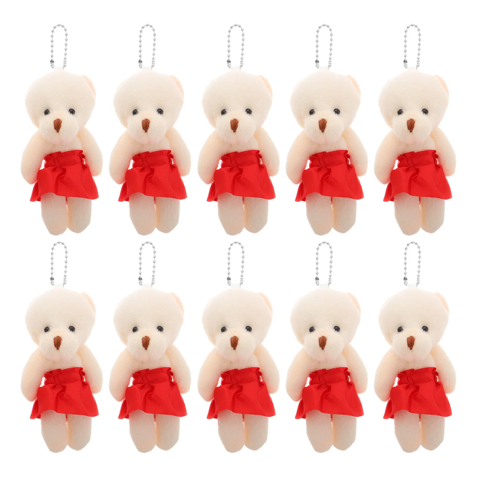 

10Pcs Mini Bear Keychain Soft Stuffed Animal Pendant Cute Bag Charm Backpack Key Ring Car Keys Ornament Favor Tiny Stuffed Bear