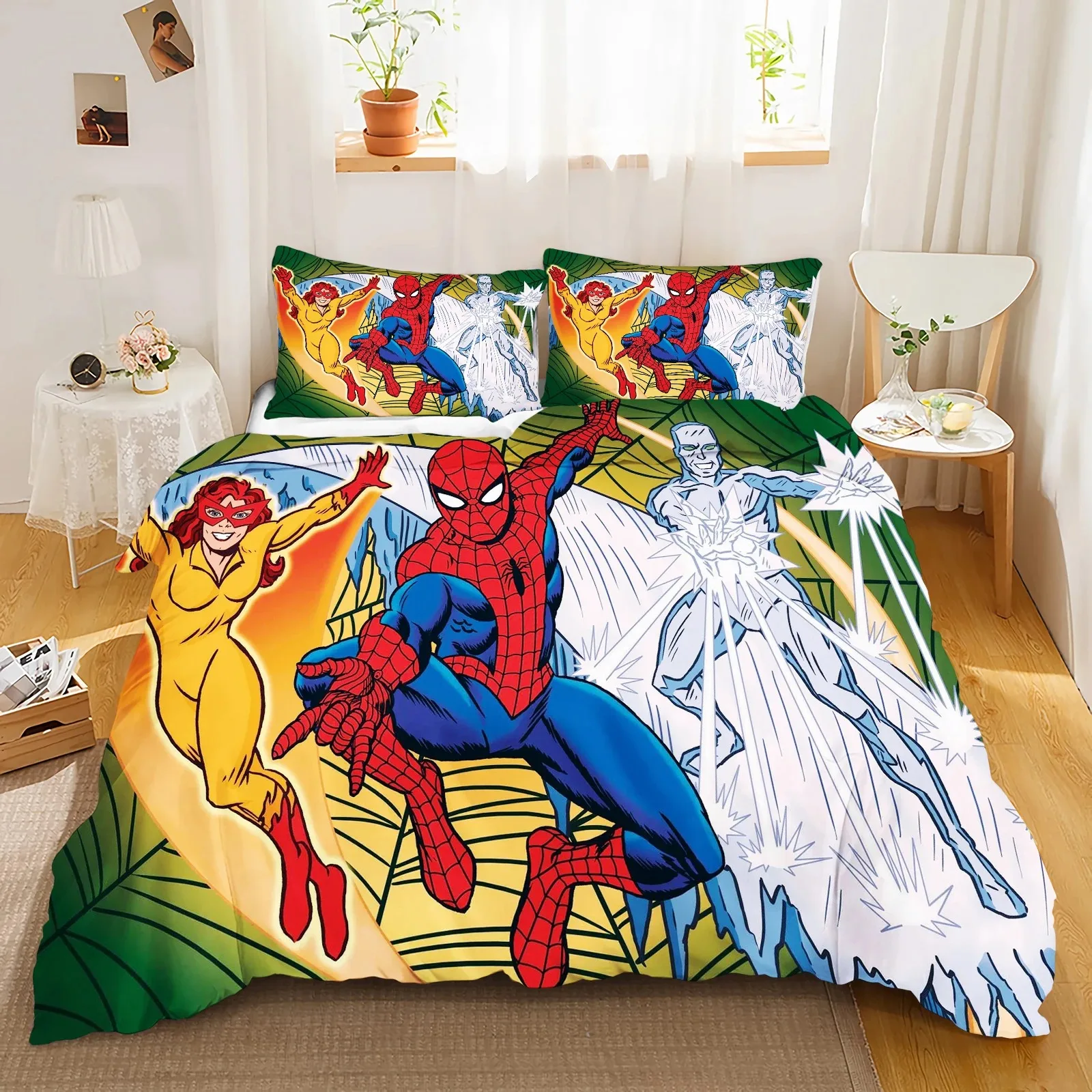 Ensembles de literie Spider-Man pour enfants, housse de dessin animé pour garçons, literie pour enfants, housse de couette à thème Marvel, cadeau en