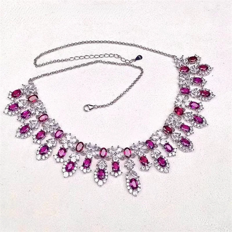 

New 925 silver inlaid natural garnet necklace luxury jewelry designers sales with free shipping clearance sale