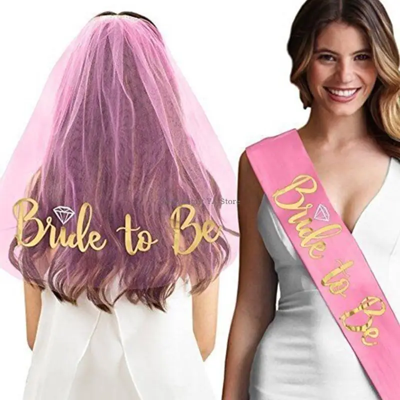 Conjunto 6 unidades para noiva, faixa para noiva, e véu na altura ombros