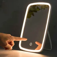 Youpin LED Cute Makeup Mirror Jordan Judy Intelligent Portable Rechargeable Touch-Screen Lighted Desktop Cosmetic Mirrors