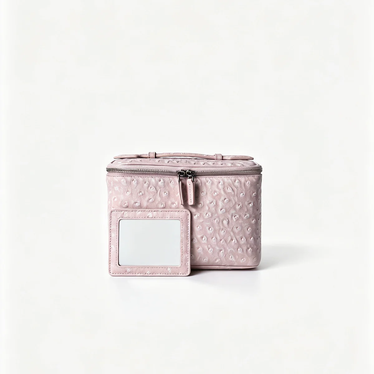 Neue Kosmetiktasche aus Straußenleder, tragbarer Reise-Kosmetik-Organizer, schneeweiß, für Damen, Handtasche, Toilettenartikel-Etui, Kosmetikbeutel – Detail 16