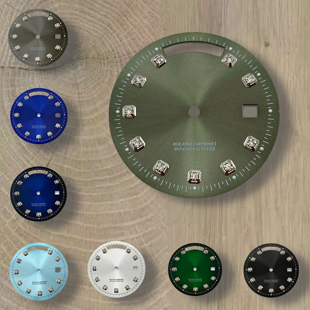 

31mm S Logo Day And Date Diamonds Dial Fit 8285 Movement Sunray High-Quality Dial Watch Modification Accessories