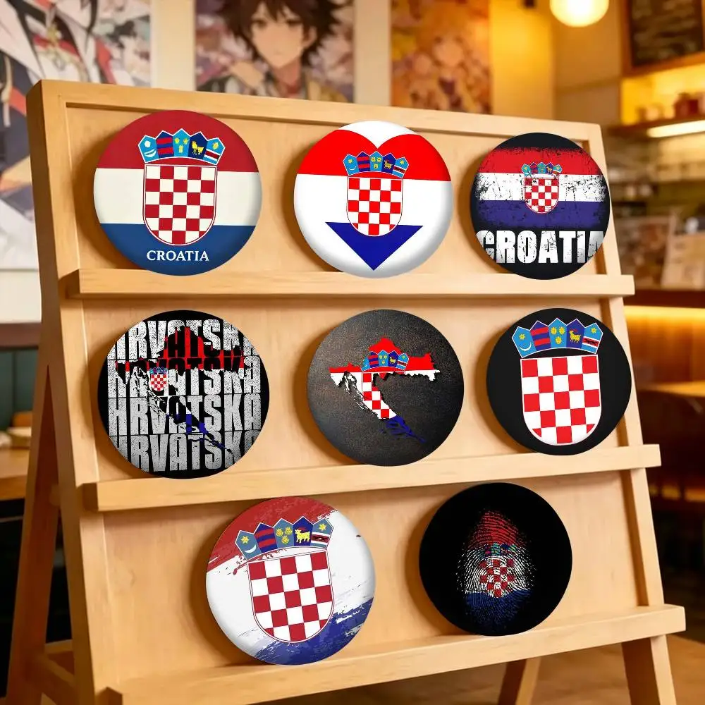 The Croatia Flag 25 32 44 58 75mm Badges Personalized Round Brooches Pins Accessory Gift
