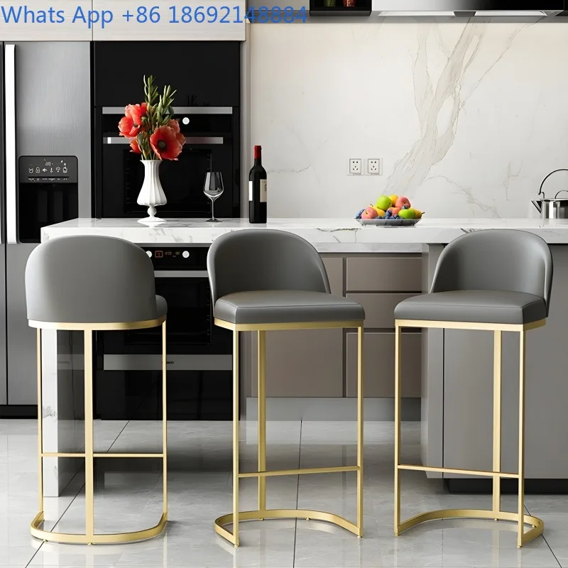 

Nordic Bar Stool Counter High Stool with Backrest gold Bar Stool Ins Style Bar Chair Metal Material