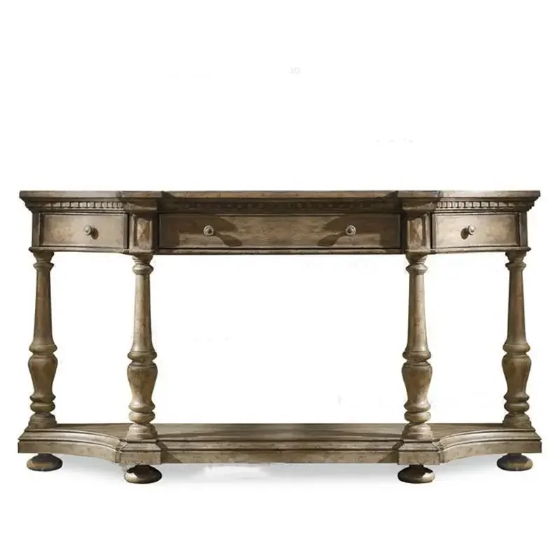 

American-style entrance table is super narrow, solid wood semi-round entry partition European-style, modern simple aisle