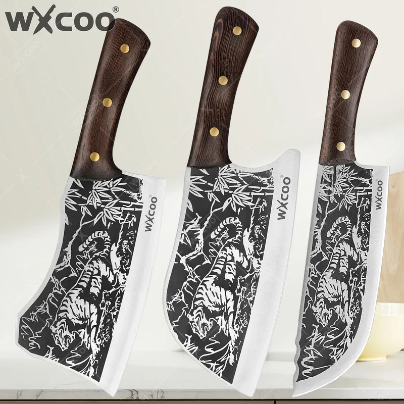 WXCOO Handmade Butcher Knife Multifunctional Kitchen Knife for Cutting Fruit Vegetable Bone Chopping Chef Knife Stainless Steel