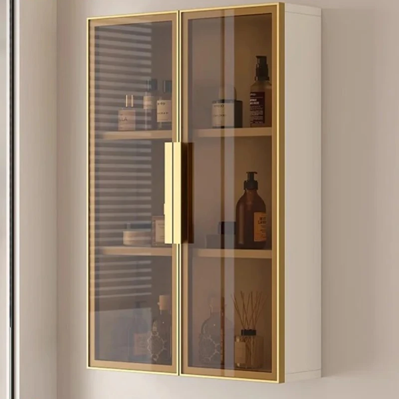 

Настенный шкаф для ванной комнаты, органайзер для хранения из алюминиевого сплава, компактная полка для ванной комнаты, органайзер для туалетного столика, экономия места, современный