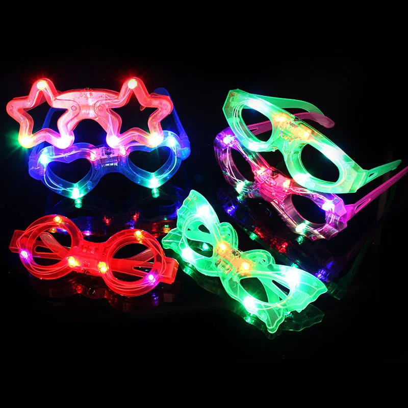 6Pcs LED Light Up Glasses Glow In The Dark Glasses Neon Party Supplies for Kids Adults Birthday Party Decoration