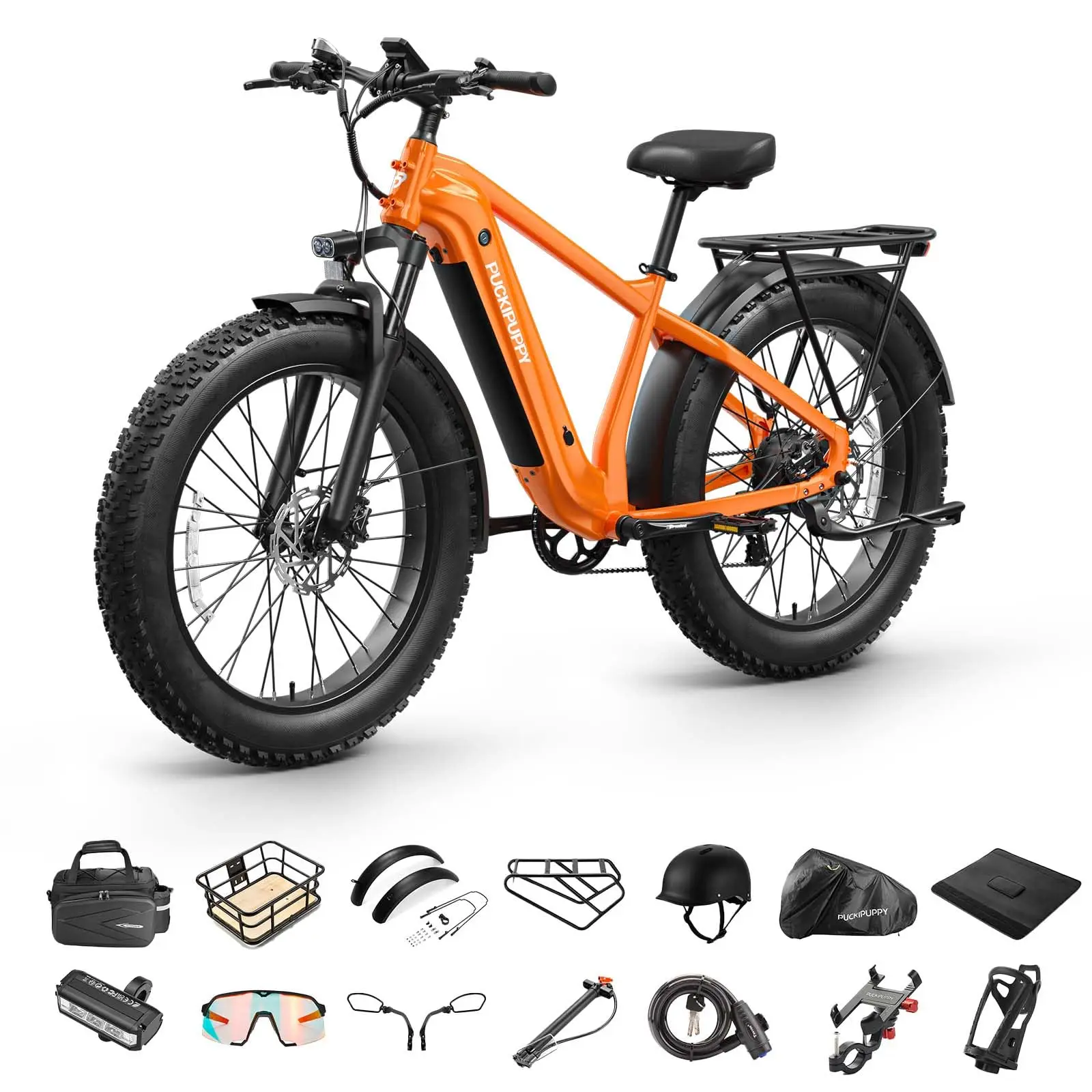 

PUCKIPUPPY Beagle II Electric Bike for Adults with A Luxury Accessory Pack 960W Peak 48V 15AH Battery 7 Speed 26" Fat Tire Ebike